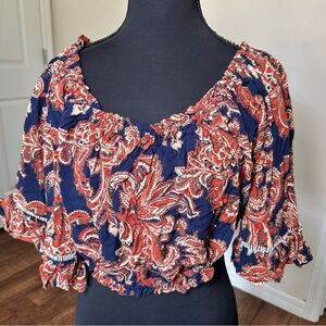 Sans Souci Flutter Sleeve Crop Blouse L
